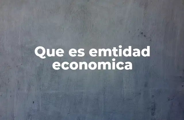 Que es Emtidad Economica