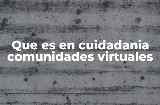 Que es en Cuidadania Comunidades Virtuales