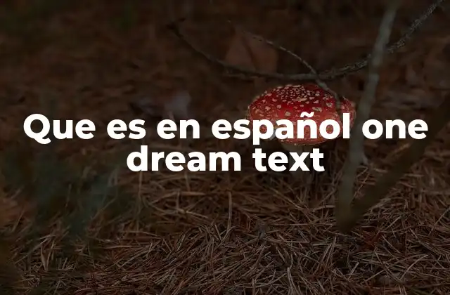 Que es en Español One Dream Text