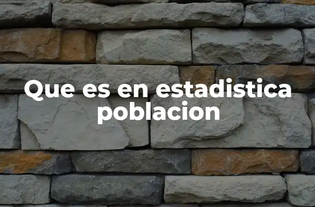 Que es en Estadistica Poblacion