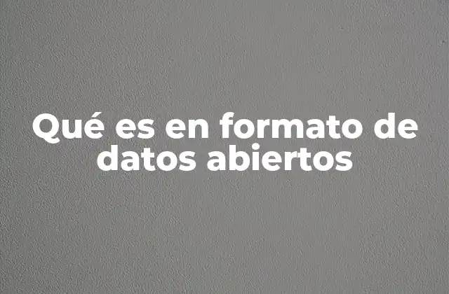 Qué es en Formato de Datos Abiertos