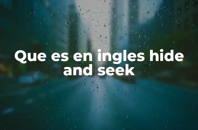 Que es en Ingles Hide And Seek