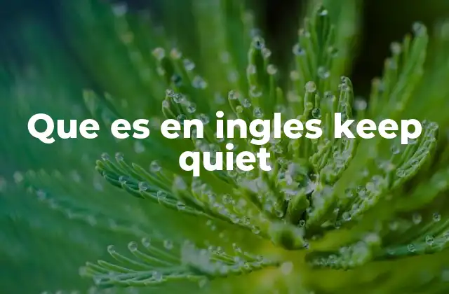 Que es en Ingles Keep Quiet