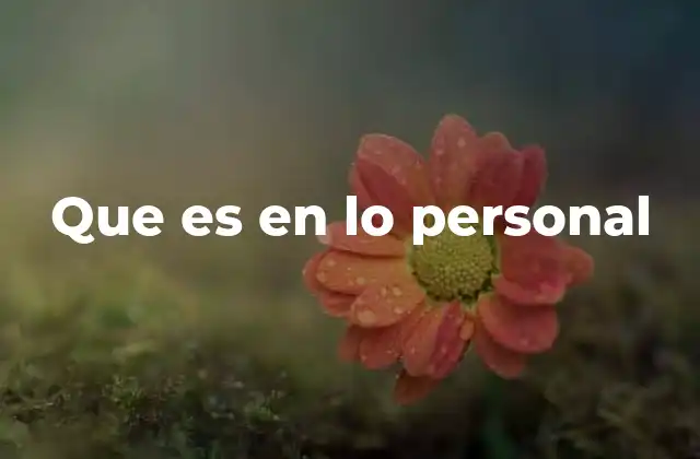 Que es en Lo Personal