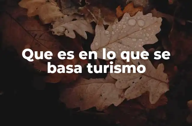 Que es en Lo que Se Basa Turismo