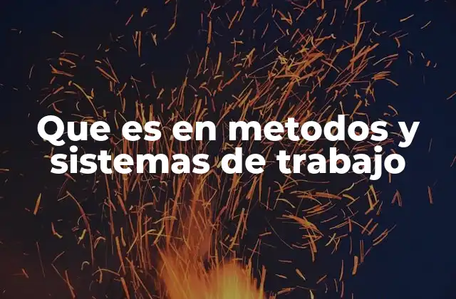 Que es en Metodos y Sistemas de Trabajo