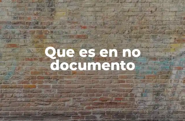 Que es en No Documento