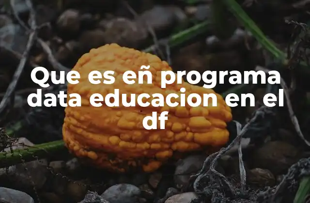Que es Eñ Programa Data Educacion en el Df