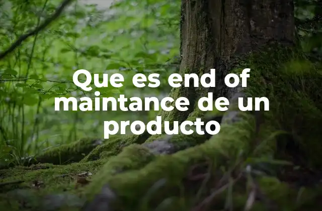 Que es End Of Maintance de un Producto