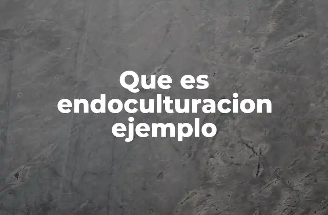 Que es Endoculturacion Ejemplo
