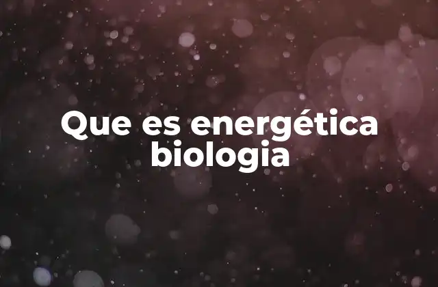 Que es Energética Biologia