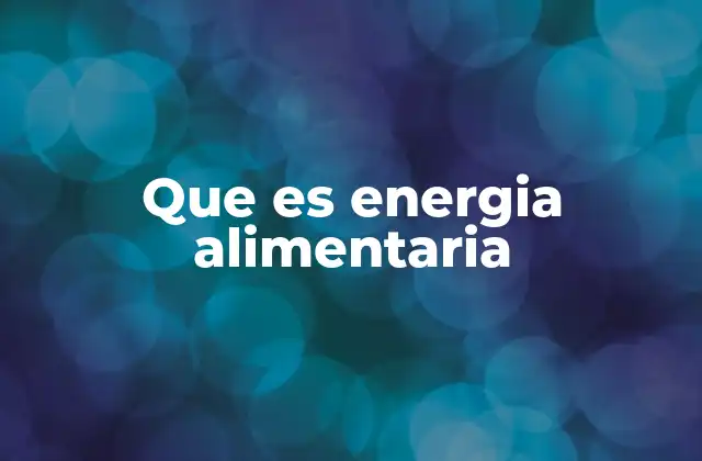 Que es Energia Alimentaria