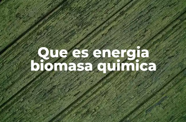Que es Energia Biomasa Quimica