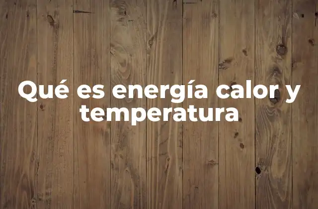 Qué es Energía Calor y Temperatura