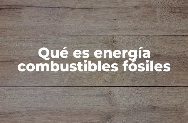 Qué es Energía Combustibles Fósiles