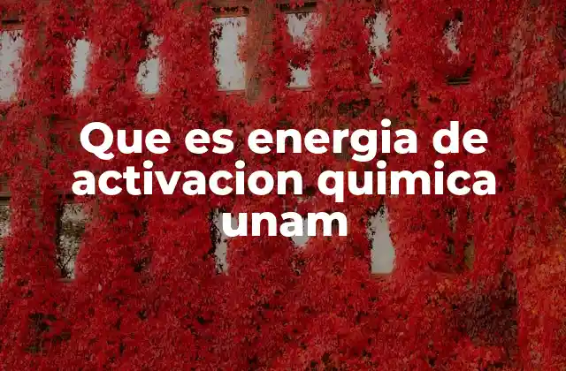 Que es Energia de Activacion Quimica Unam