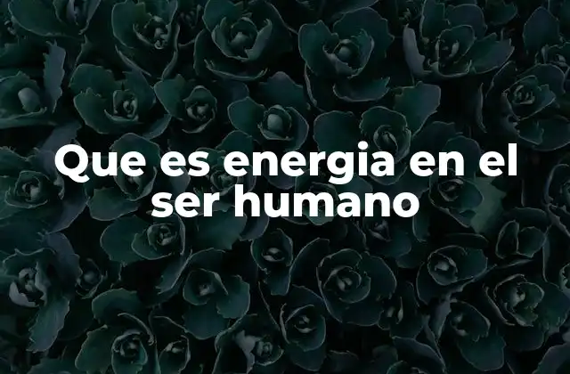 Que es Energia en el Ser Humano