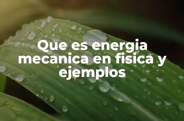 Que es Energia Mecanica en Fisica y Ejemplos