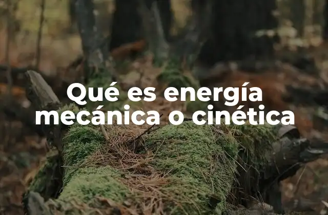 Qué es Energía Mecánica o Cinética