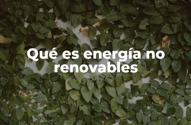 Qué es Energía No Renovables