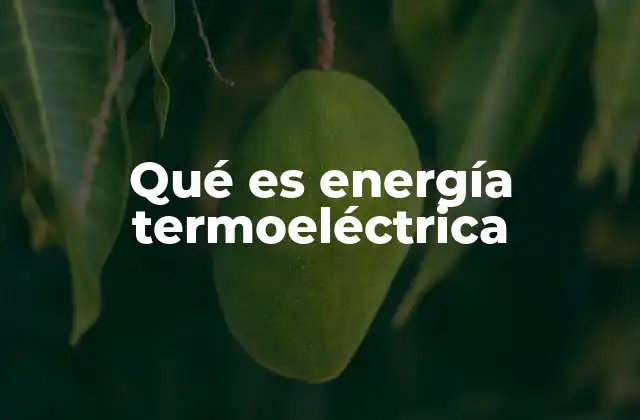 Qué es Energía Termoeléctrica