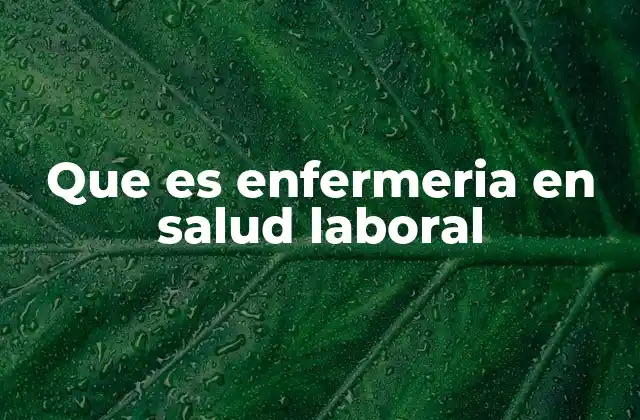 Que es Enfermeria en Salud Laboral