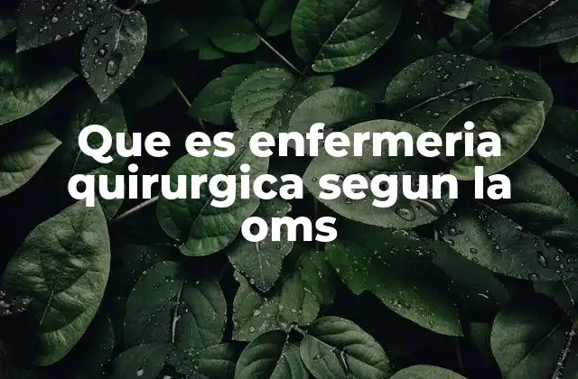 Que es Enfermeria Quirurgica Segun la Oms