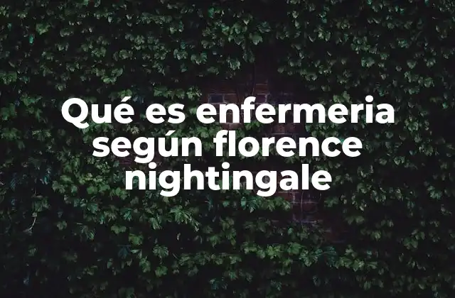 Qué es Enfermeria según Florence Nightingale