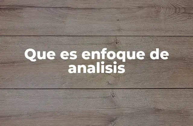 Que es Enfoque de Analisis