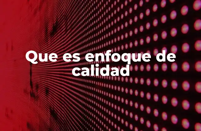 Que es Enfoque de Calidad