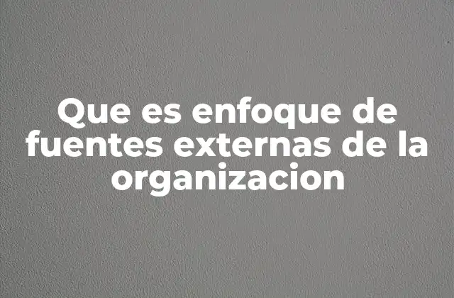 Que es Enfoque de Fuentes Externas de la Organizacion