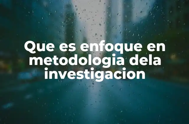 Que es Enfoque en Metodologia Dela Investigacion