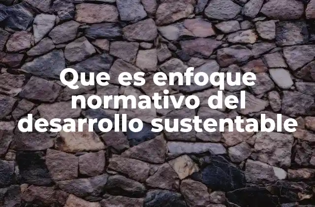 Que es Enfoque Normativo Del Desarrollo Sustentable