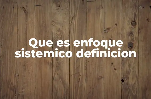 Que es Enfoque Sistemico Definicion