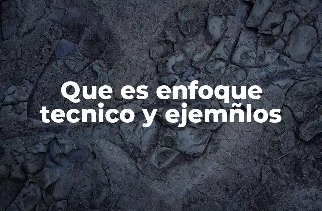 Que es Enfoque Tecnico y Ejemñlos