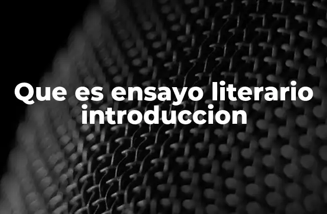 Que es Ensayo Literario Introduccion