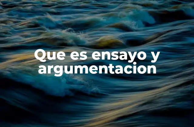 Que es Ensayo y Argumentacion