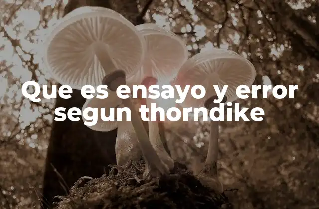 Que es Ensayo y Error Segun Thorndike