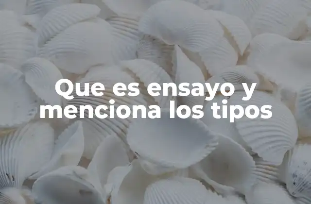 Que es Ensayo y Menciona los Tipos