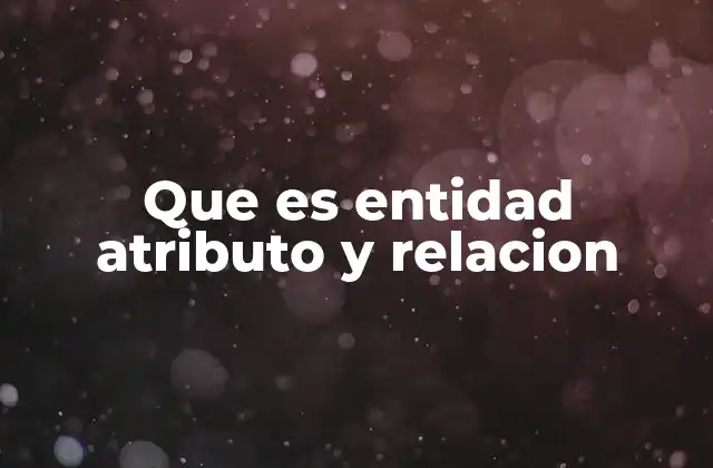 Que es Entidad Atributo y Relacion
