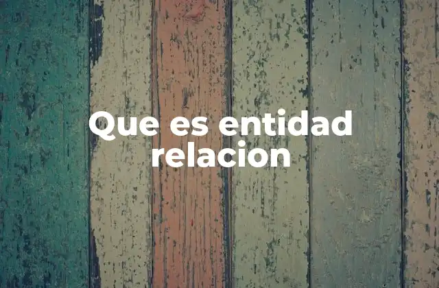 Que es Entidad Relacion