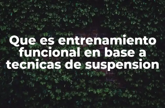 Que es Entrenamiento Funcional en Base a Tecnicas de Suspension