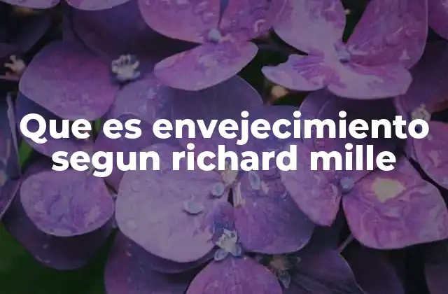 Que es Envejecimiento Segun Richard Mille