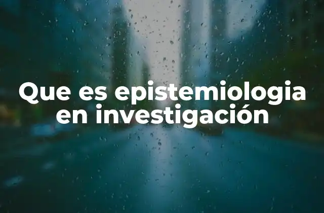 Que es Epistemiologia en Investigación