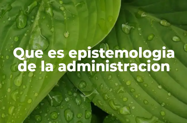 Que es Epistemologia de la Administracion