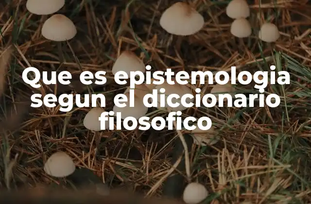 Que es Epistemologia Segun el Diccionario Filosofico
