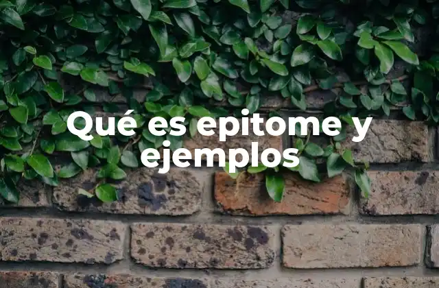 Qué es Epitome y Ejemplos