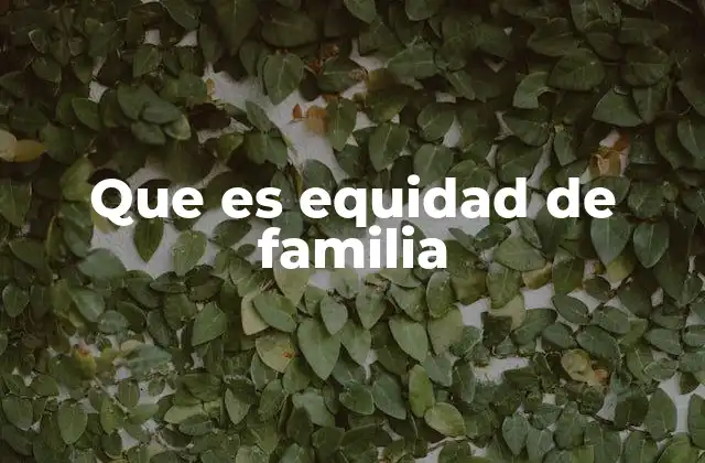 Que es Equidad de Familia
