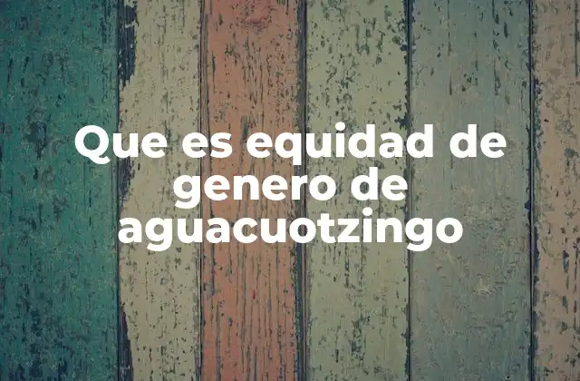 Que es Equidad de Genero de Aguacuotzingo