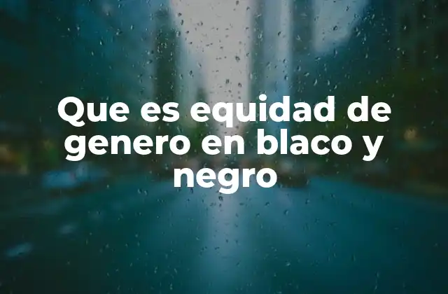 Que es Equidad de Genero en Blaco y Negro